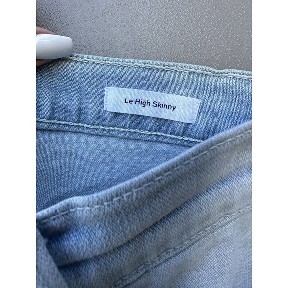 FRAME Le High Skinny Jeans Light Blue Rush Distressed Ripped Size 30 - Picture 9 of 12